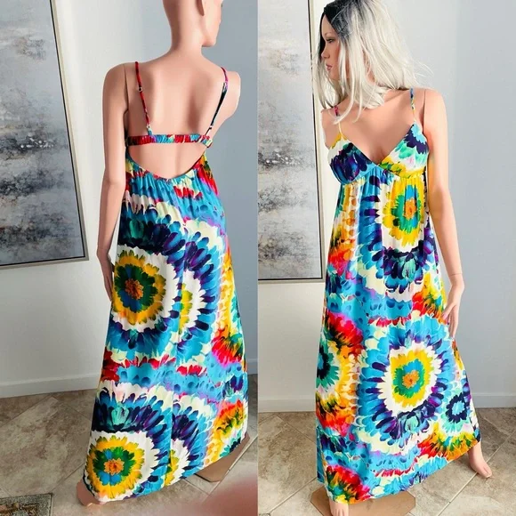 cotton maxi dress uk Turquoise Feathers Cotton Maxi Dress UK Size 18-32 M170 – The Global  Mandala Clothing Co